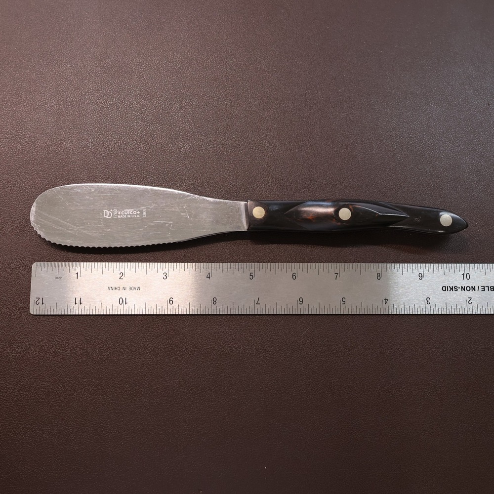 Cutco Spatula Spreader 1768 Vintage Serrated Brown Marbled Handle Made in USA - Picture 4 of 4